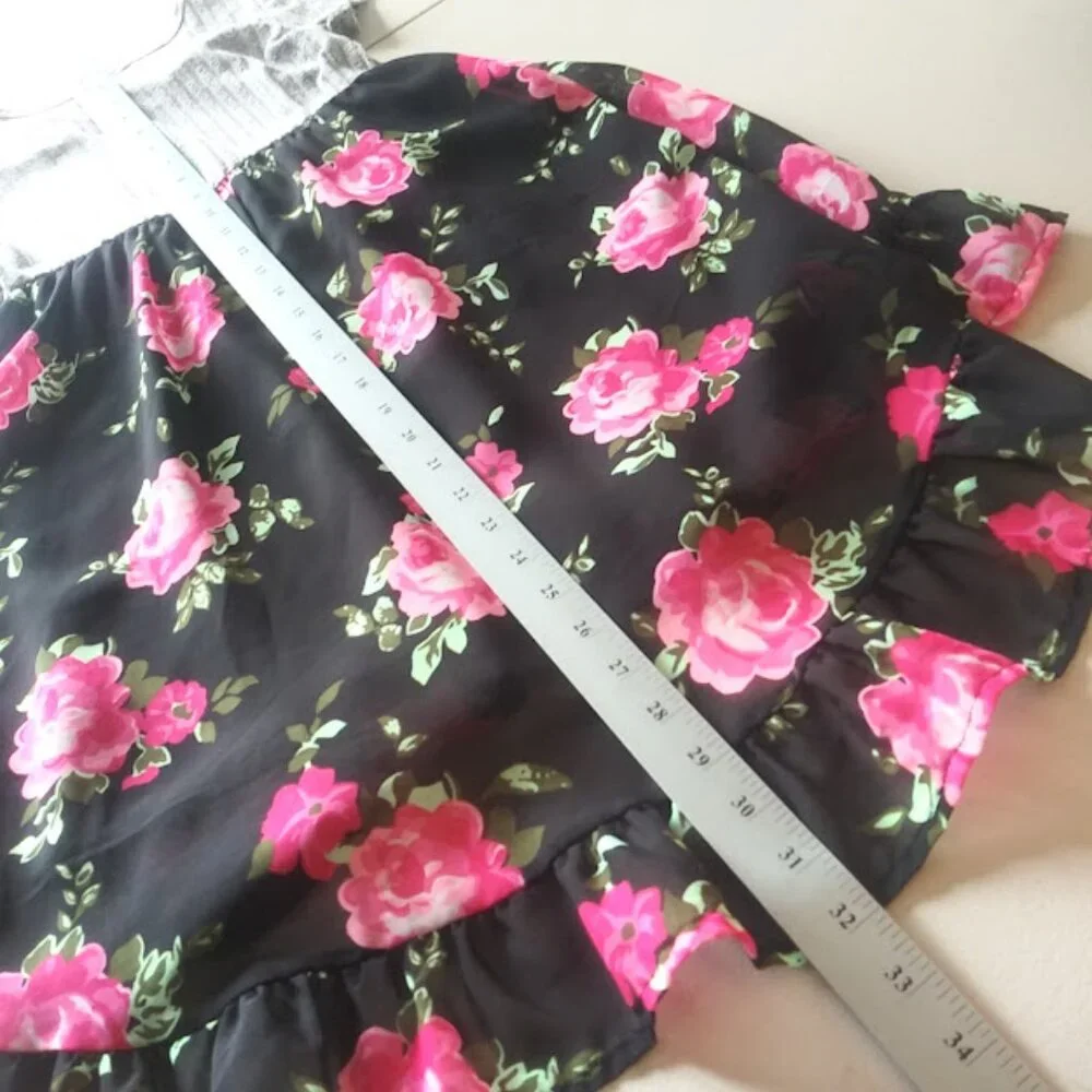 Wonder Nation girl's size M (7-8) black and gray floral dress